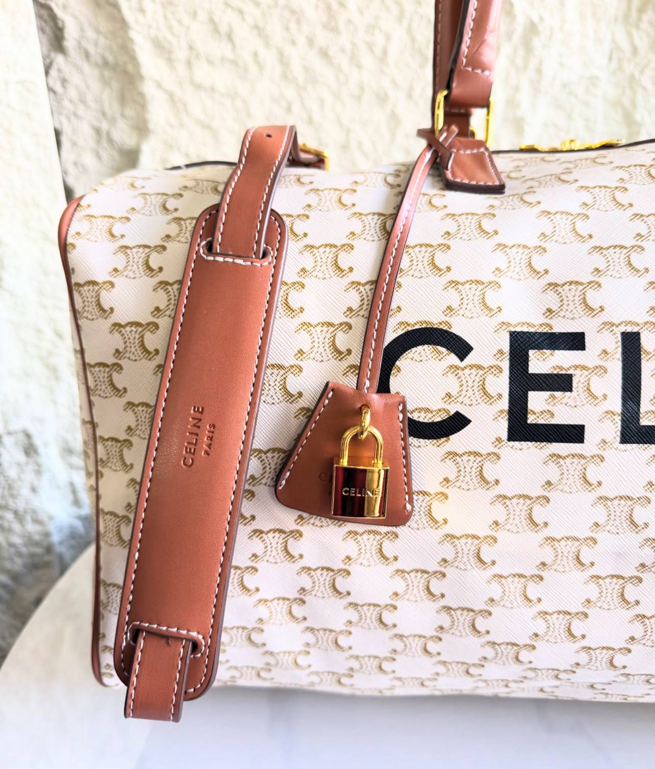 Celine Triomphe Canvas Boston Bag (with Celine Print)