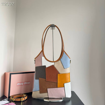 Miu Miu Patchwork Leather & Suede Tote Bag