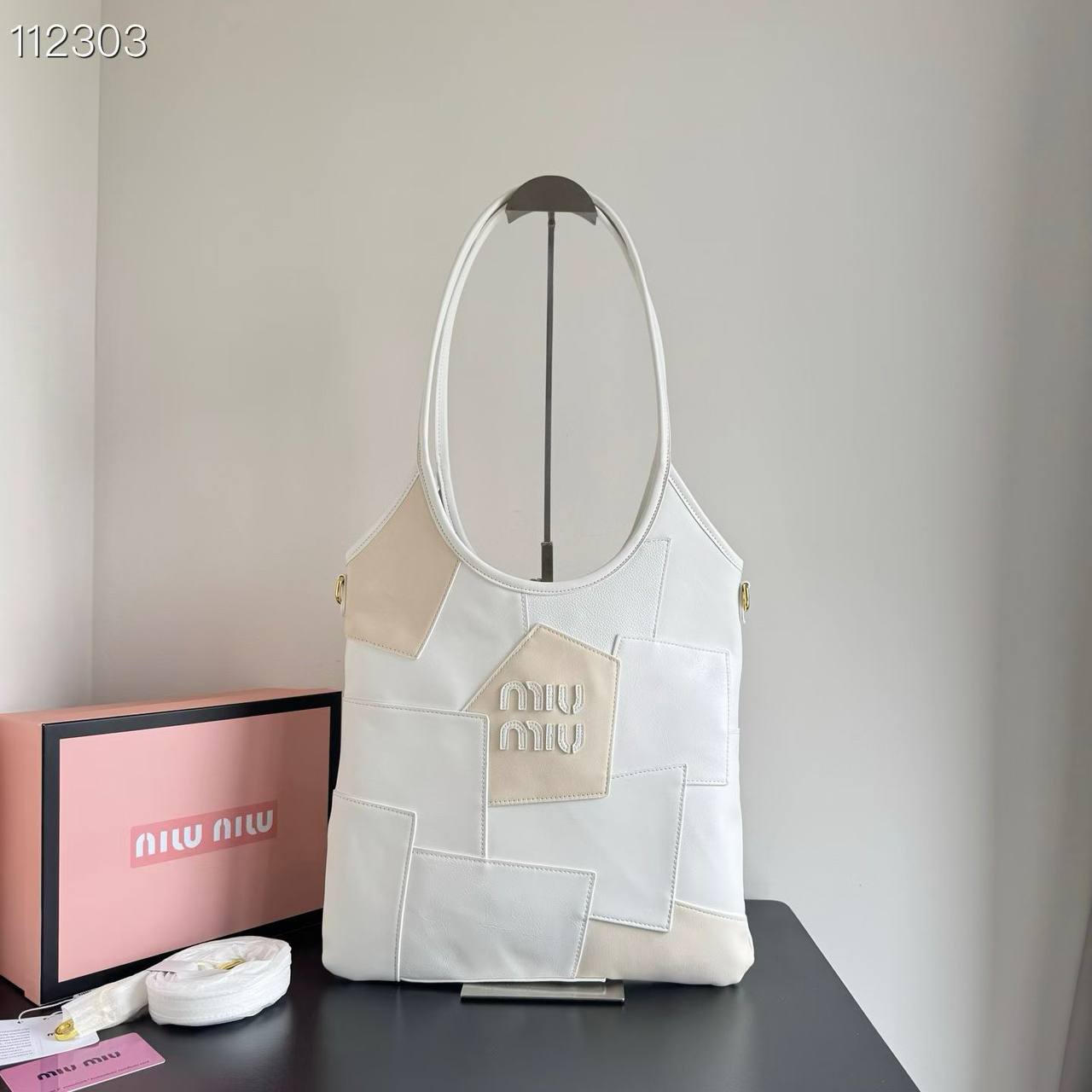 Miu Miu Patchwork Leather & Suede Tote Bag
