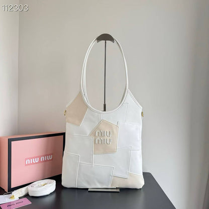 Miu Miu Patchwork Leather & Suede Tote Bag
