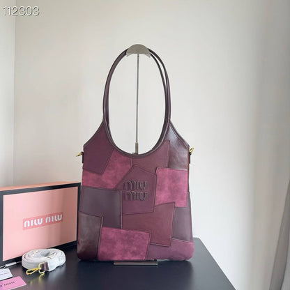 Miu Miu Patchwork Leather & Suede Tote Bag