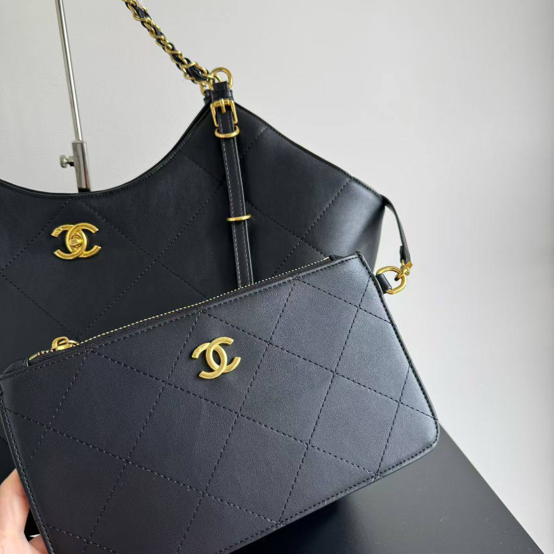 Chanel Large Quilted Shopping Tote Bag (with Matching Removable Pouch)