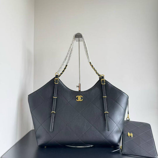Chanel Large Quilted Shopping Tote Bag (with Matching Removable Pouch)