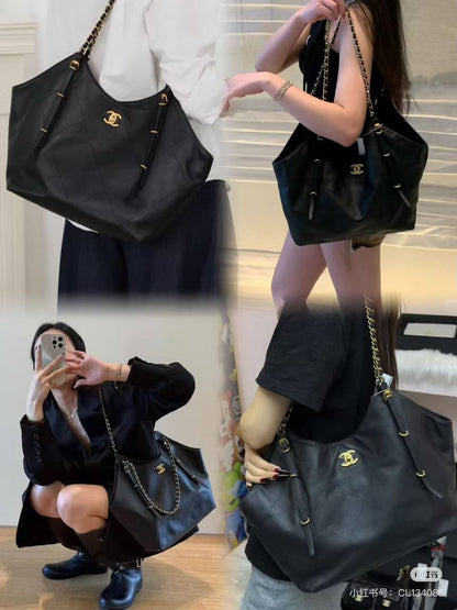 Chanel Large Quilted Shopping Tote Bag (with Matching Removable Pouch)