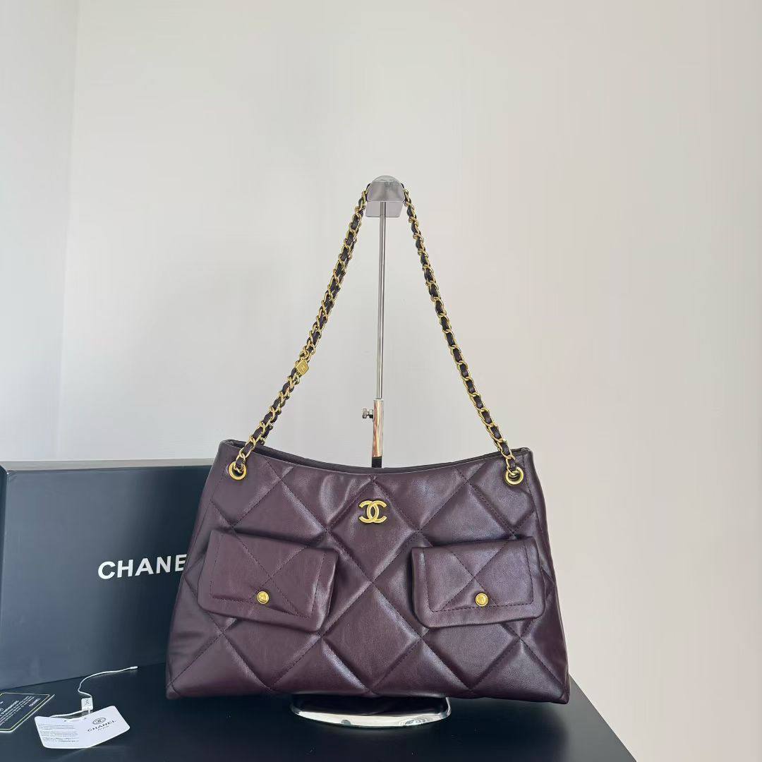 Chanel Quilted Pocket Shopping Tote Bag