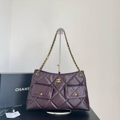 Chanel Quilted Pocket Shopping Tote Bag