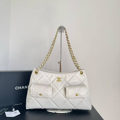 Chanel Quilted Pocket Shopping Tote Bag