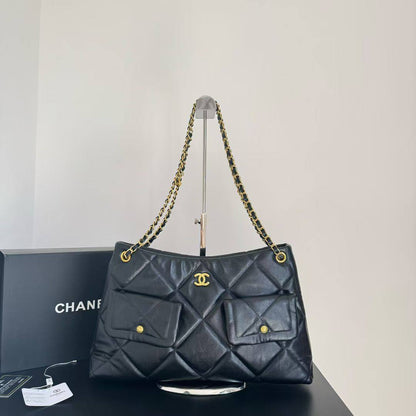 Chanel Quilted Pocket Shopping Tote Bag