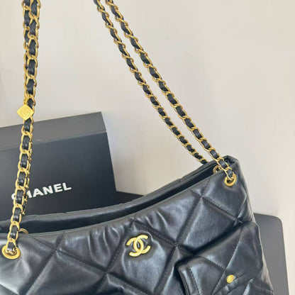 Chanel Quilted Pocket Shopping Tote Bag