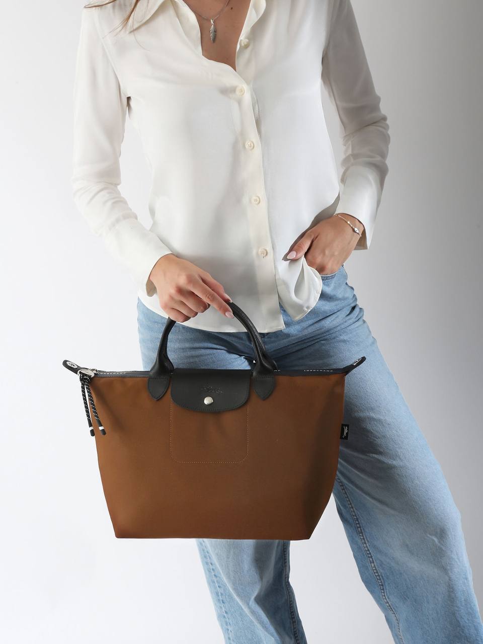 Longchamp Le Pliage Medium Handbag Paper - Canvas