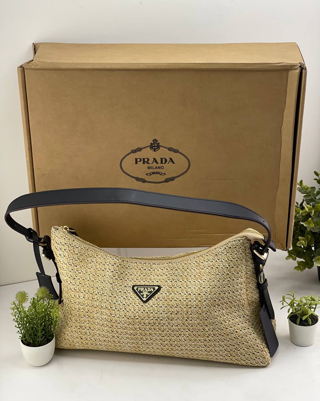 Prada Raffia Shoulder Bag