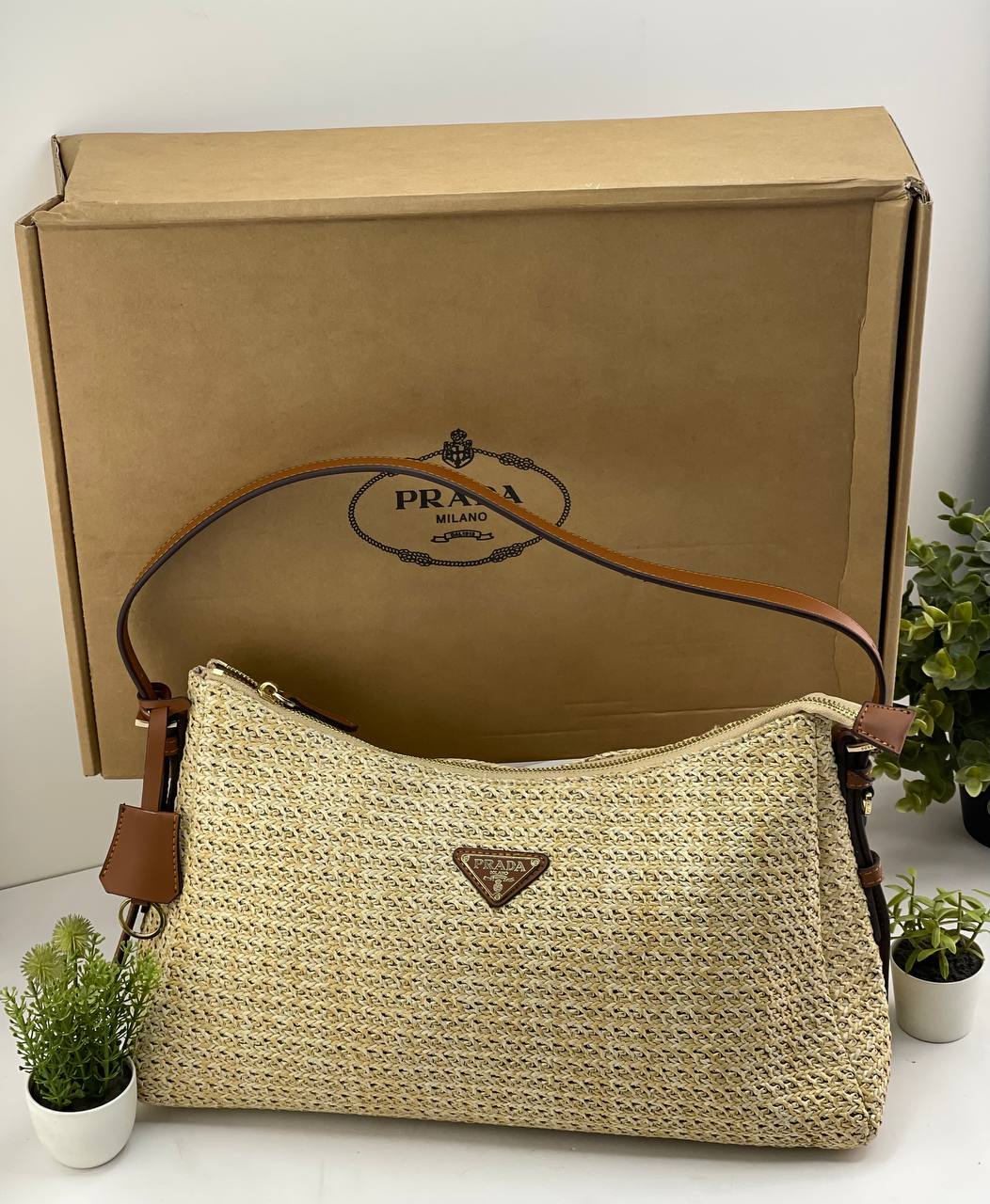 Prada Raffia Shoulder Bag