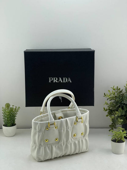 Prada Ruched Leather Tote Bag