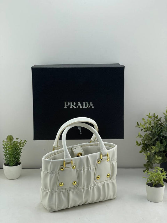Prada Ruched Leather Tote Bag