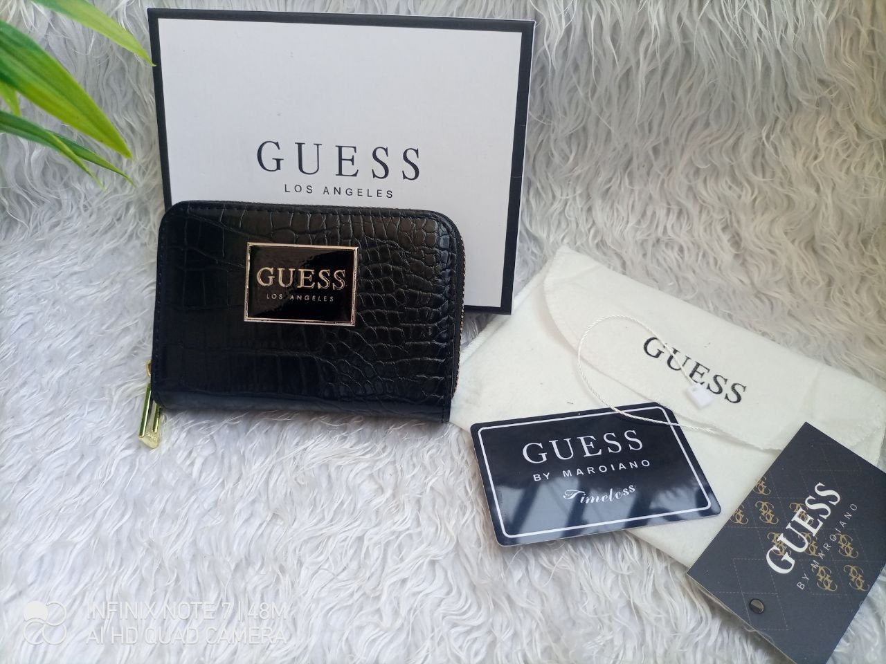 GUESS Los Angeles "Timeless" Croc-Embossed Zip-Around Wallet