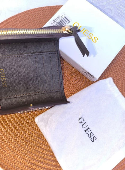 GUESS Tri-Fold Compact Wallet with 3D Monogram Pattern