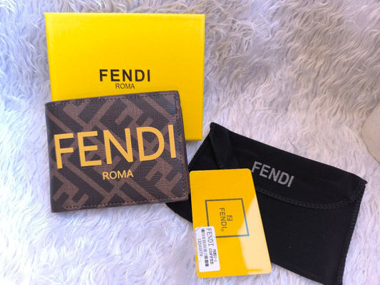 Fendi Roma Logo FF Canvas Bi-Fold Wallet
