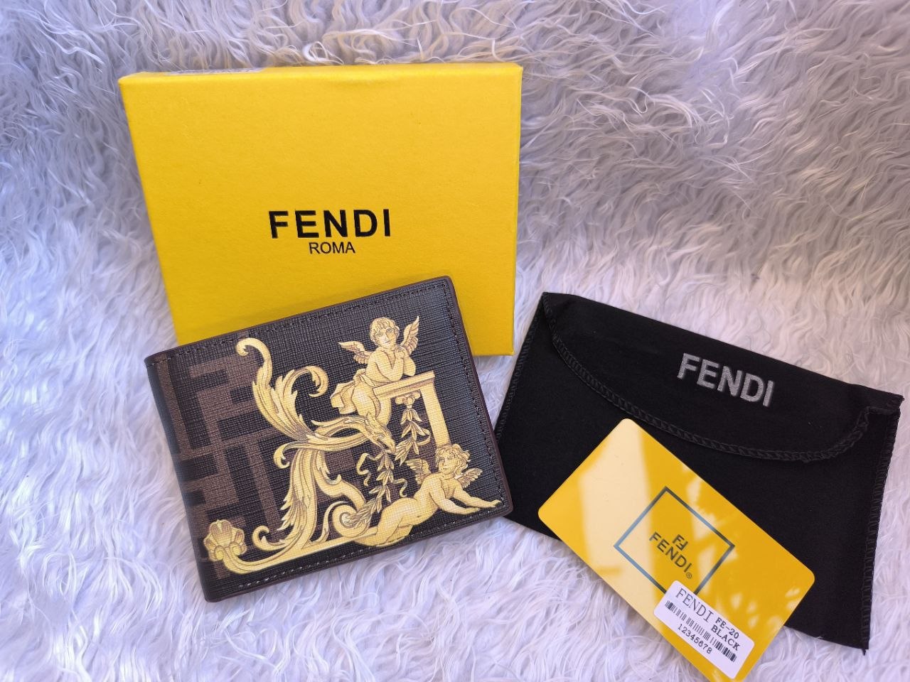 Fendi FE-20 Bifold Wallet with Baroque Cherub Print