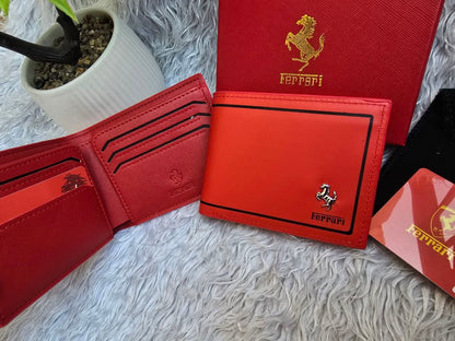 Ferrari Premium Leather Bi-Fold Men's Wallet – Rosso Corsa Edition