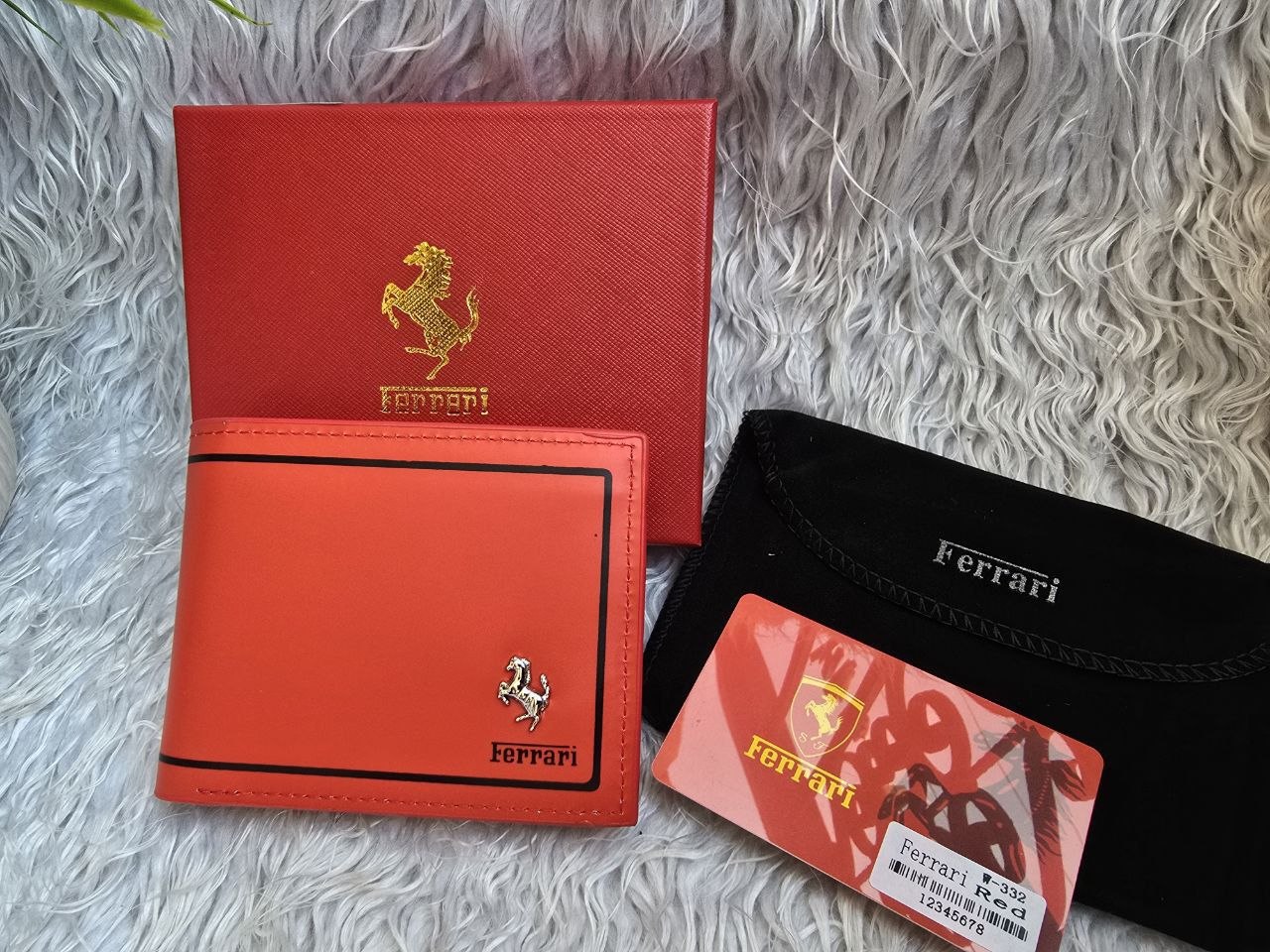 Ferrari Premium Leather Bi-Fold Men's Wallet – Rosso Corsa Edition