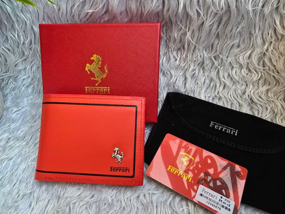 Ferrari Premium Leather Bi-Fold Men's Wallet – Rosso Corsa Edition