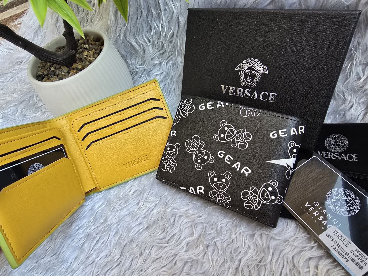 Versace "GEAR" Bear Motif Men's Bifold Wallet