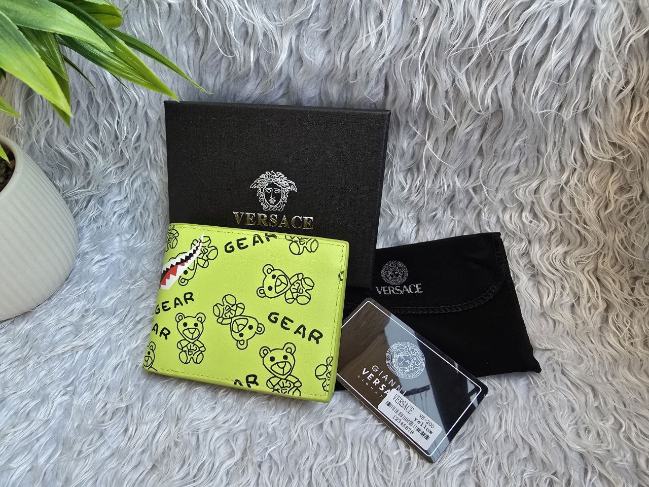 Versace "GEAR" Bear Motif Men's Bifold Wallet