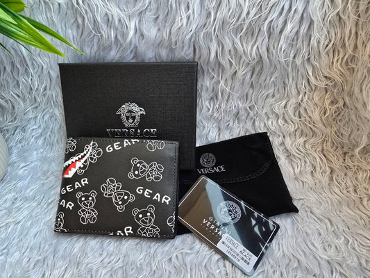 Versace "GEAR" Bear Motif Men's Bifold Wallet