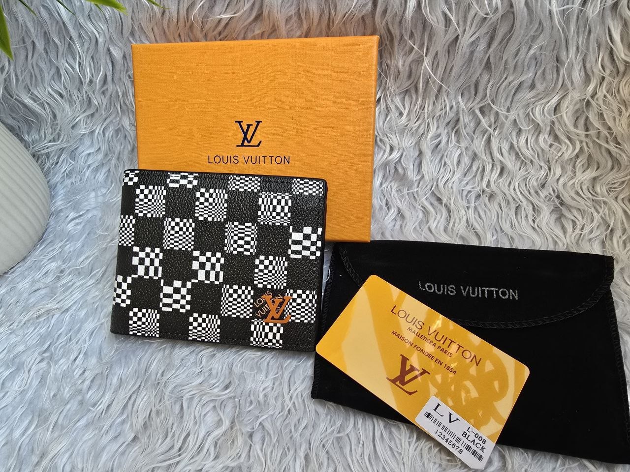Louis Vuitton Damier Pop Slender Wallet - Orange/Black