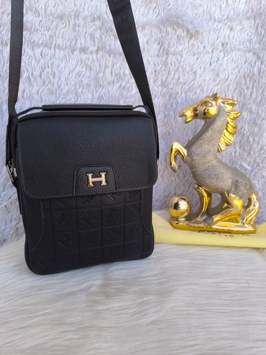Premium Men's Leather Crossbody Shoulder Bag - Model: H-Classic Cross